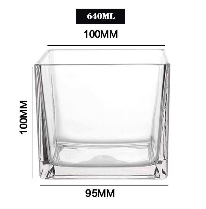 Transparent Square Jar 640ml